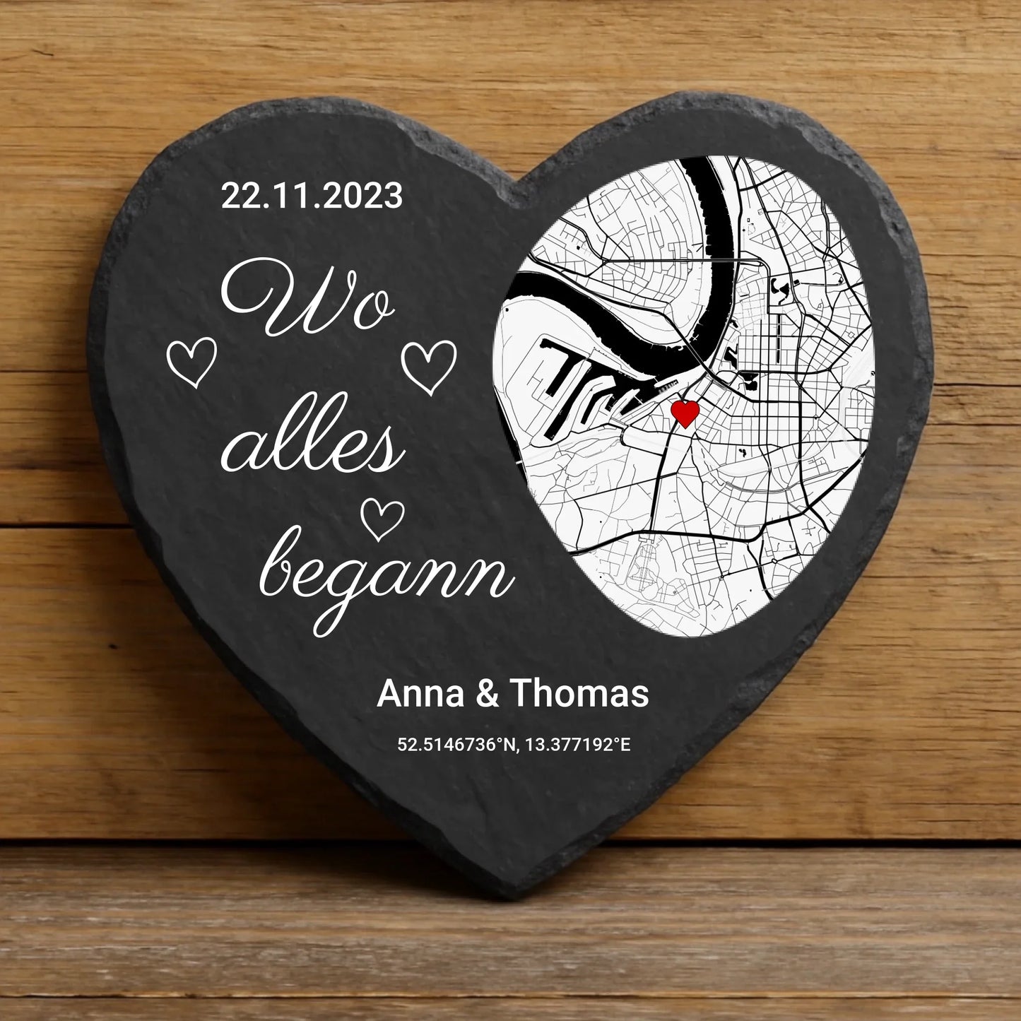 Là où tout a commencé - Cœur en ardoise personnalisé (20x20)