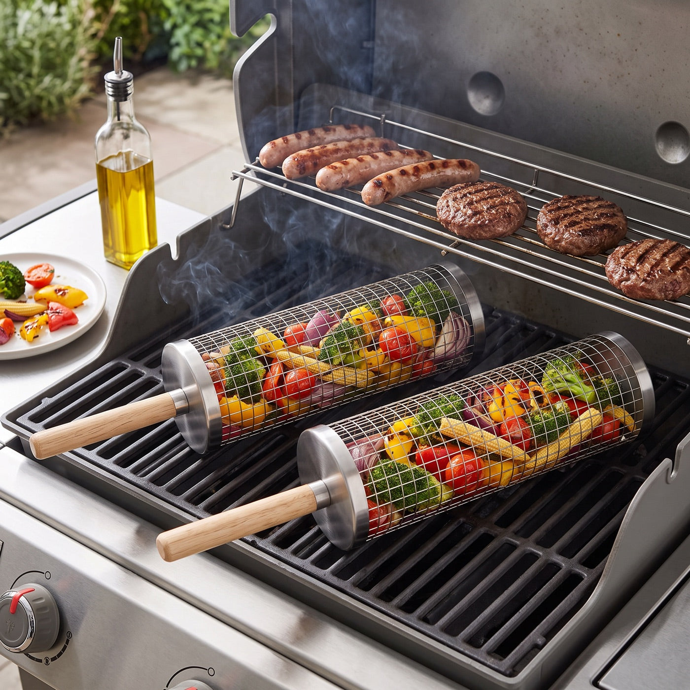 Hållbar panier à BBQ i rostfritt stål