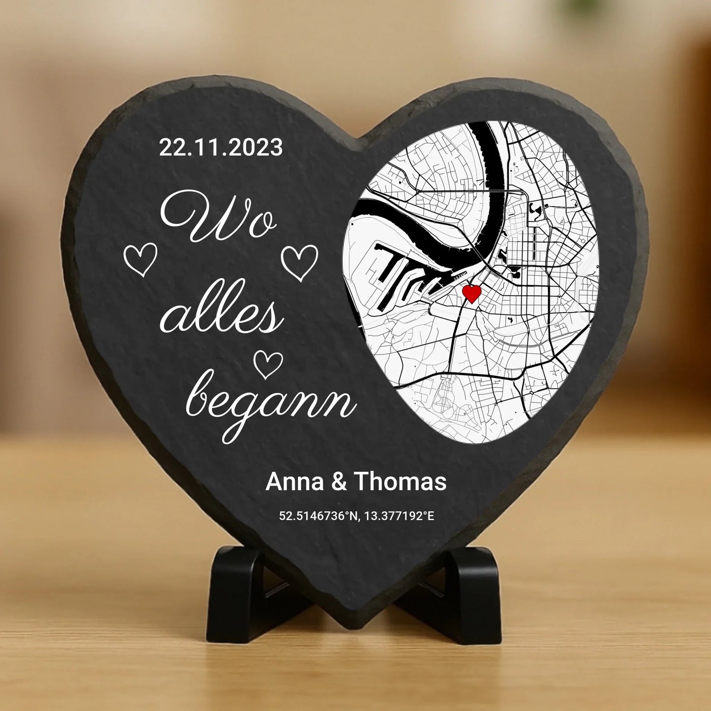 Là où tout a commencé - Cœur en ardoise personnalisé (20x20)