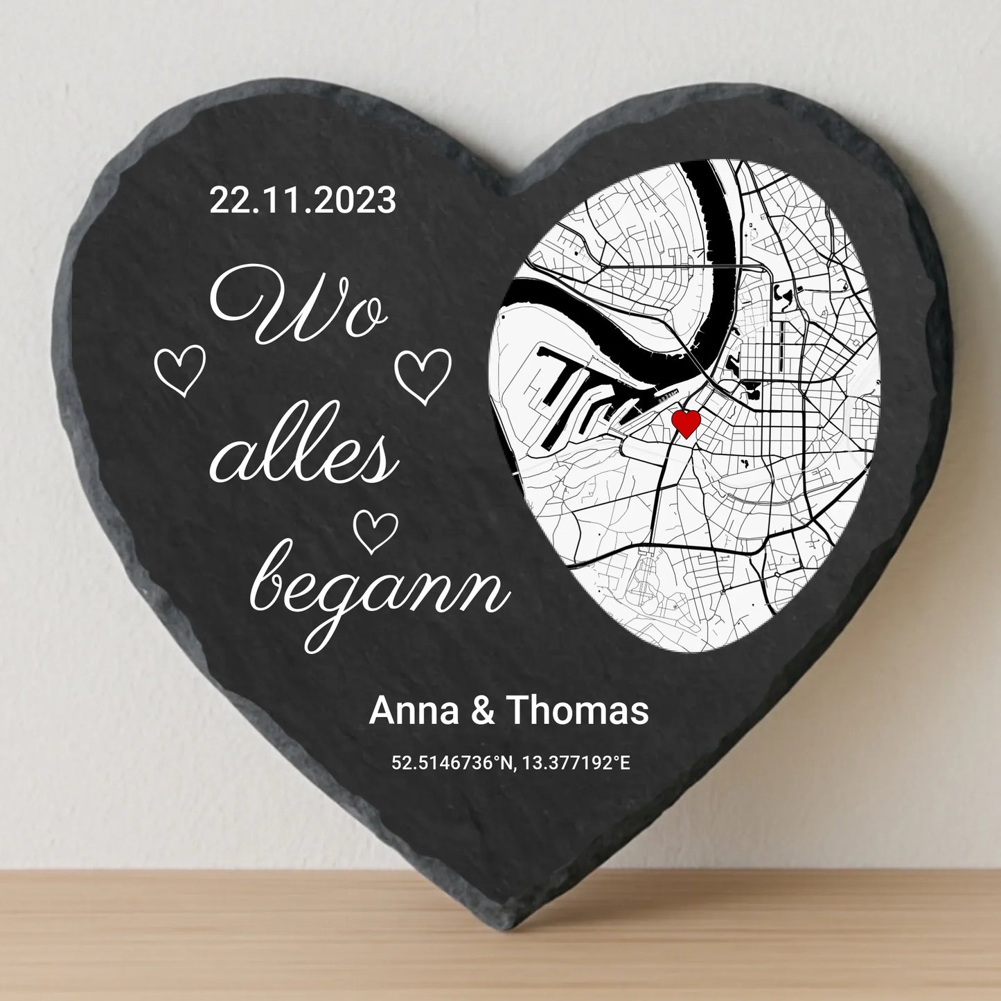 Là où tout a commencé - Cœur en ardoise personnalisé (20x20)