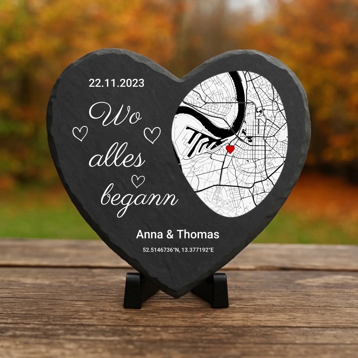 Là où tout a commencé - Cœur en ardoise personnalisé (20x20)