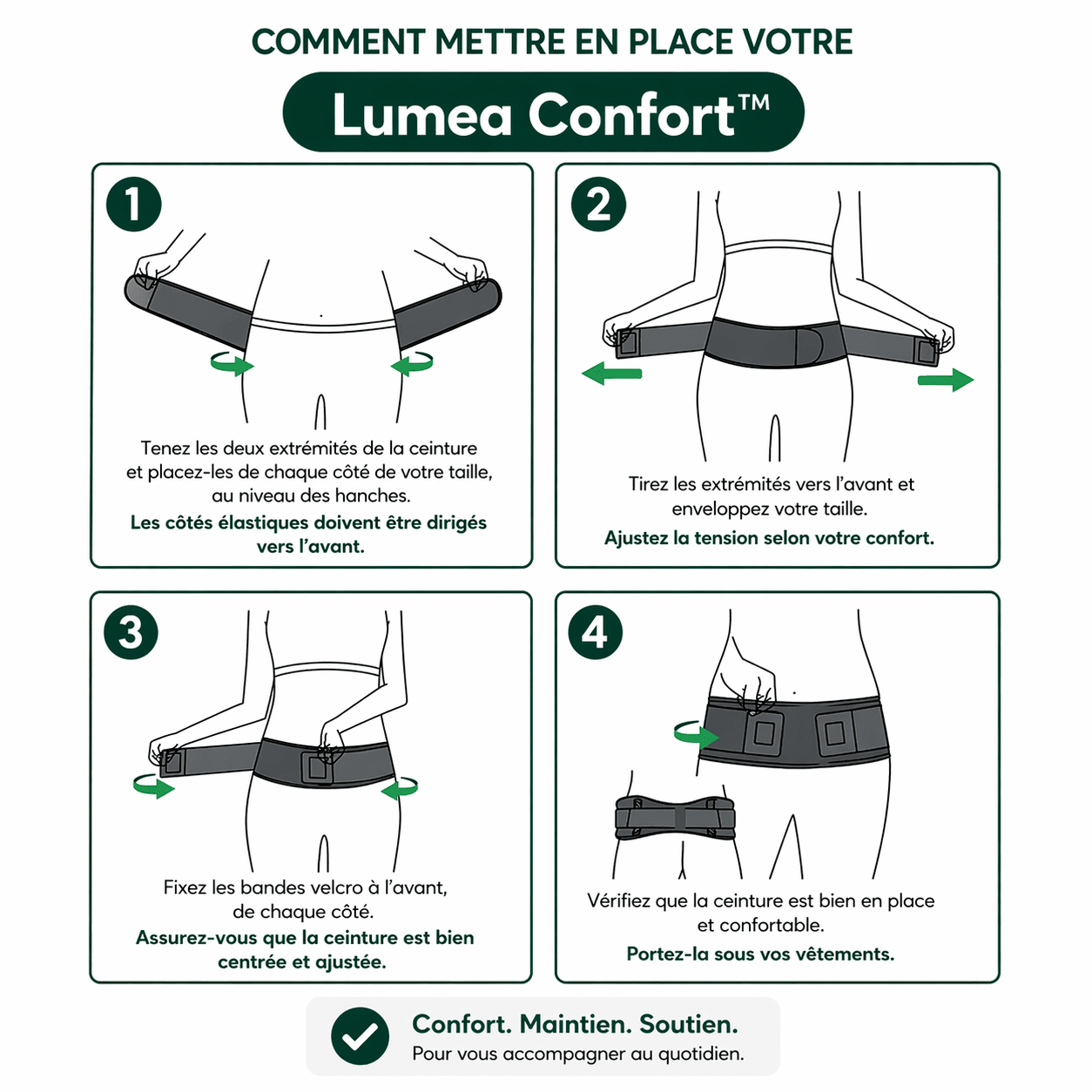 Lumea belt - soutien pour la sciatique et les douleurs lombaires - Luméa Swiss - Québec