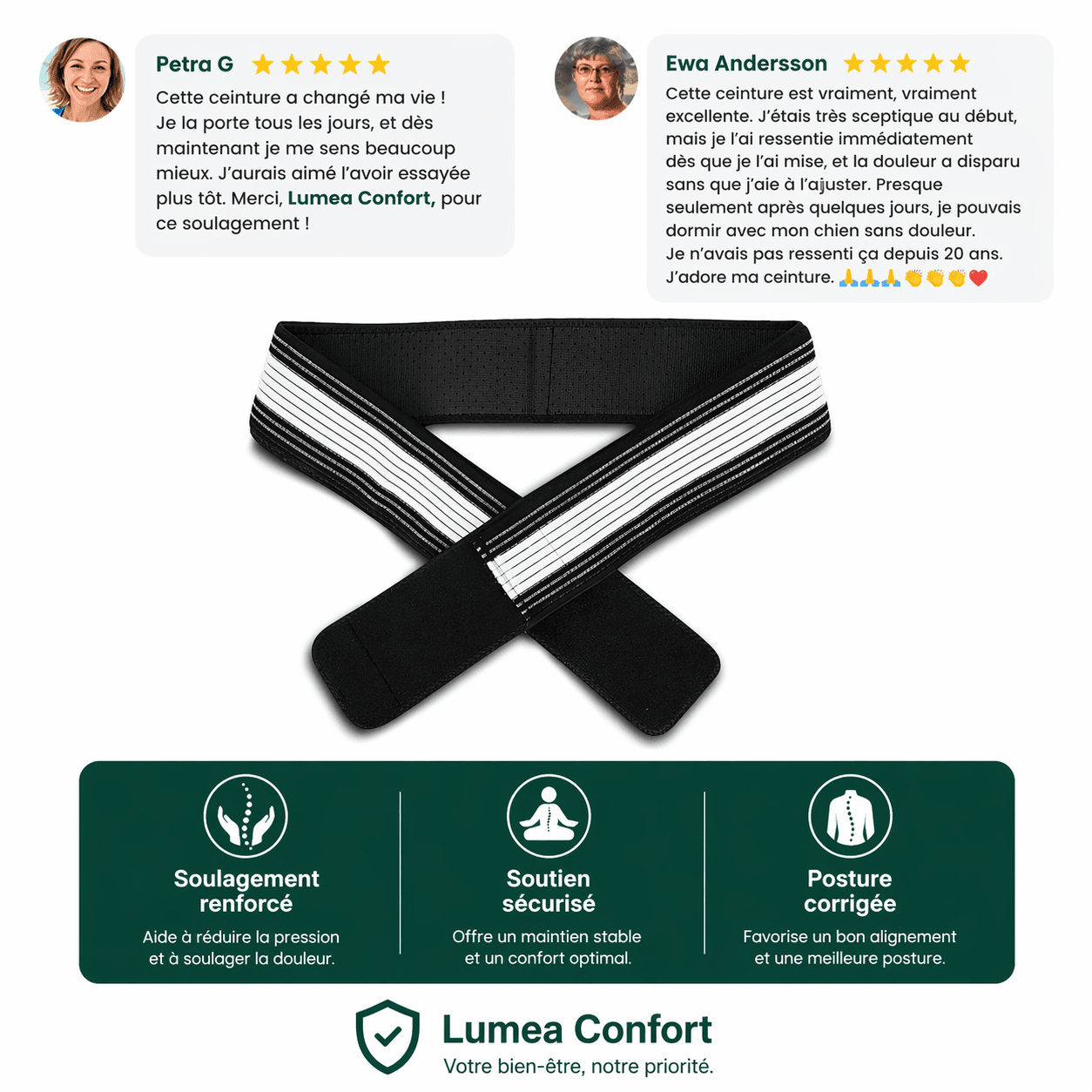 Lumea belt - soutien pour la sciatique et les douleurs lombaires - Luméa Swiss - Québec