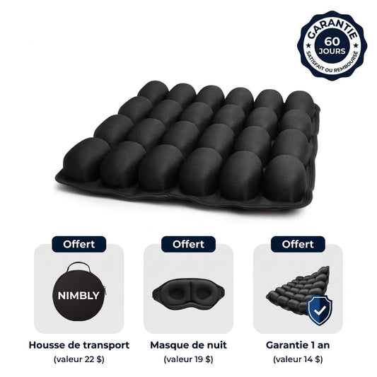 Coussin Nimbly avec housse, masque de nuit et garantie 1 an offerts