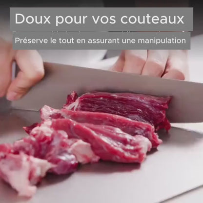 Lumea Cut planche à découper en titane pur à 100 % : fini les microplastiques, les bactéries et les couteaux émoussés.