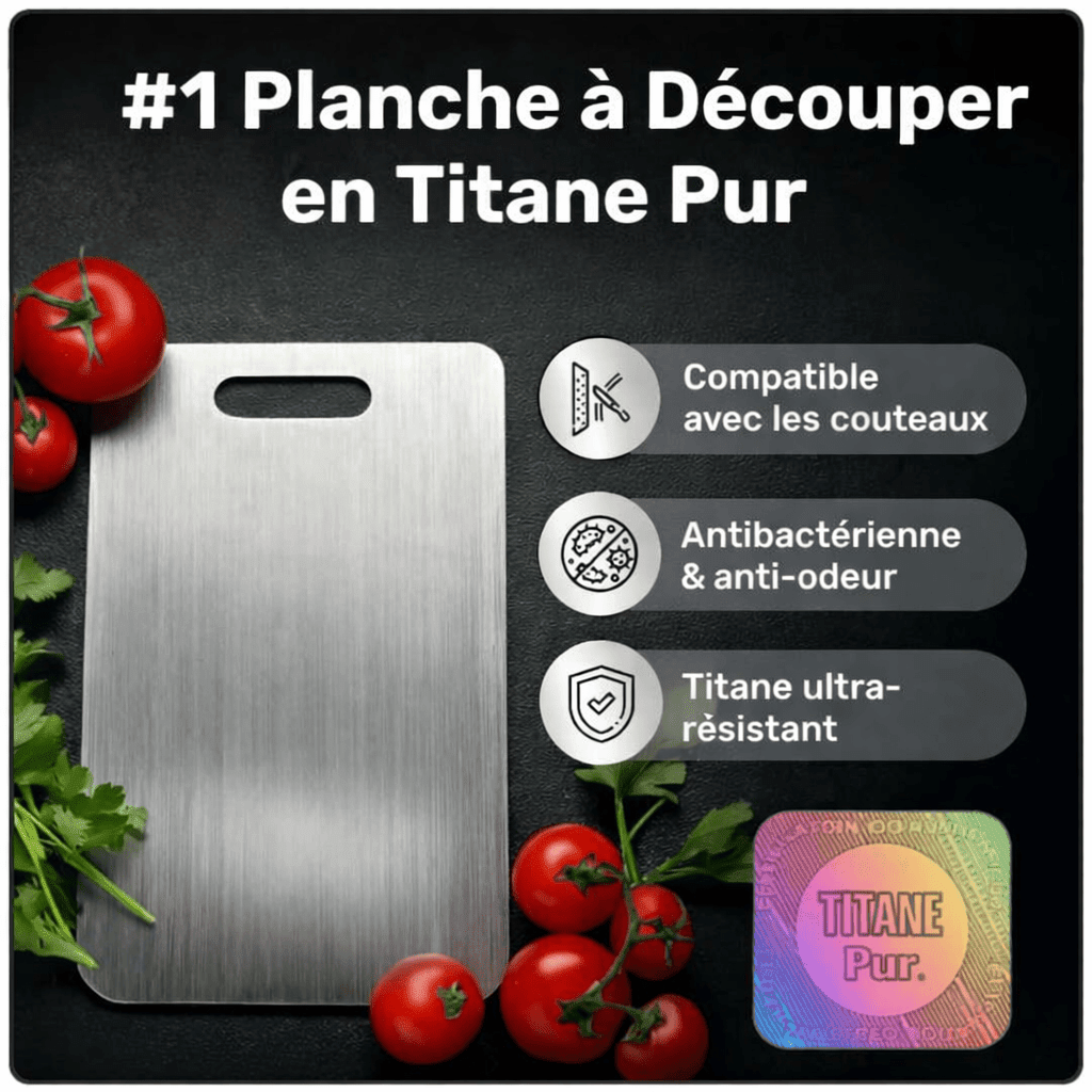 Titancut Planche à découper en titane 100 % pur. - Luméa Swiss - Québec